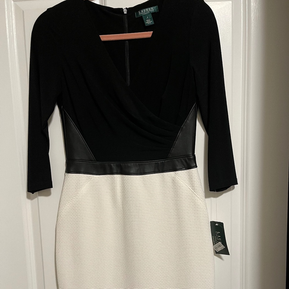 NWT RALPH LAUREN BLACK AND WHITE DRESS